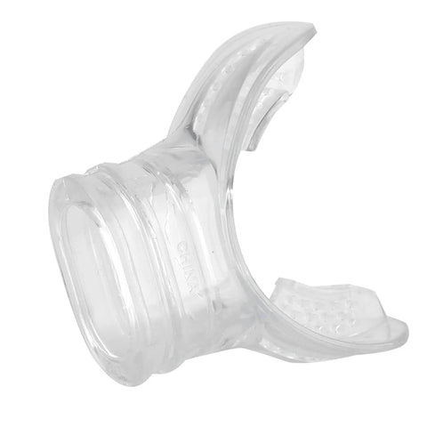 Clear PVC Scuba Diving Mouthpiece Replacement For Snorkels, Comfortable Fit And Durable Underwater Breathing Mouth Guard, side angle