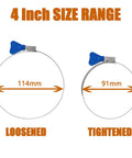 ISPINNER 2-pack 4-inch stainless steel worm-gear hose clamps (91–114mm), front view.