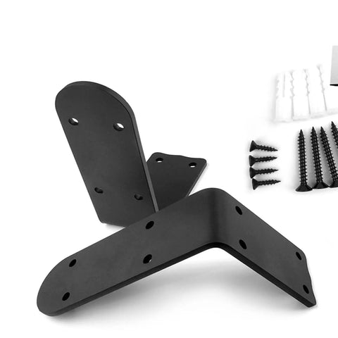 Heavy Duty Matte Black L Corner Brackets, 2 Pack Wall Mounted Shelf Supports For DIY Furniture, Rust Resistant Steel Triangular Braces.