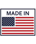 Label with 'Made in USA' and American flag design