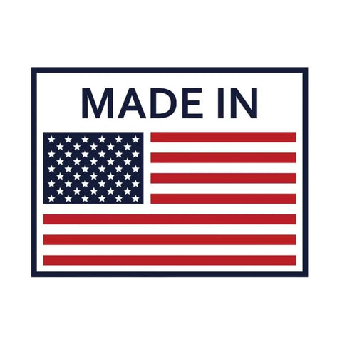 Label with 'Made in USA' and American flag design