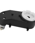 12V Kids Electric Car Steering Gear Box Replacement 5000RPM High Torque Gearbox Motor for toy cars, black unit close-up