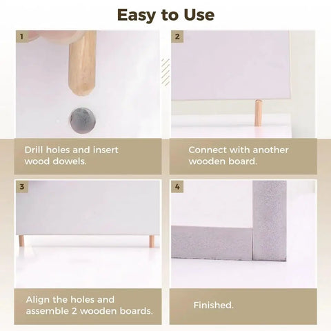 Ultimate Dowel Pins Kit With 400 Fluted Wooden Dowels In 1/4 Inch, 5/16 Inch, 2/5 Inch And 1/2 Inch Sizes Plus Dowel Centers For Diy Projects, Furniture, Drawers And Craft Builds. Easy wood joint assembly steps