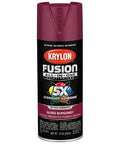 Heavy Duty All In One Spray Paint And Primer Bundle 60 Pack 12 Oz Gloss Burgundy Cans visible with a glossy finish.