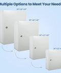 Assorted sizes of NEMA enclosures, including Beefy Cold Rolled Steel Waterproof Electrical Box For Outdoor Use 20 Inch By 12 Inch By 10 Inch.