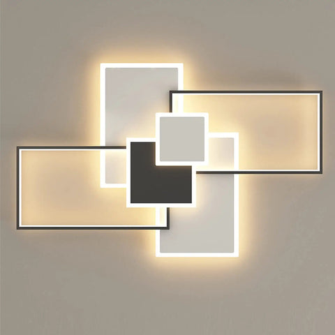 Dope 113W LED Ceiling Light Flush Mount, Dimmable Modern Fixture With Metal And Acrylic 4 Rectangle Panels for Modern Decor