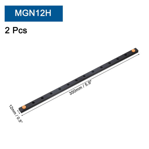 Two Pack 350mm Linear Guide Rails For MGN12H Carriage Block Bearing Steel Guideway For DIY 3D Printers And CNC Machines Beefy Yet Precise Sliding Rails For Smooth Motion