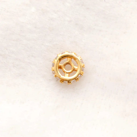 5mm 14K Solid Yellow Gold Pave Diamond Rondelle Spacer Straight Up Premium Bead Connector For DIY Jewelry Making Total Stunner With Legit Natural Diamond Sparkle And Go To Chain Link Detail