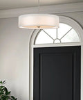 Cool Lindos 20 Inch Modern Double Drum Pendant Light Three Light Chandelier With Sheer Outer Shade Over White Inner Fabric Shade Brushed Nickel Finish