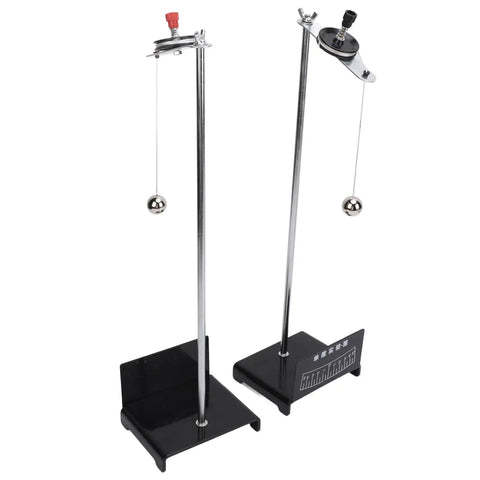 Two Pack Swing Physics Lab Kit With Clear Dial Pendulum Ball Demonstration Tool For Classroom Teaching Mechanical Vibration Metal Pendulum For Hands On Experiments shown with two metal pendulum tools on black bases