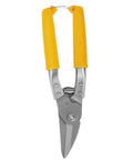 Metal sheet snips with yellow handles for precise cutting and folding, ideal for use with a Heavy Duty Sheet Metal Bender Station.