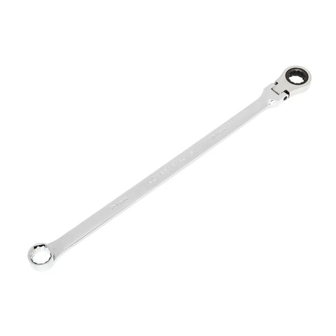 GearBox 12 Pt XL Flex Head Double Box Ratcheting Wrench 21mm Pro Grade Heavy Duty For Tight Spaces Off Corner Grip 72 Tooth Mechanism