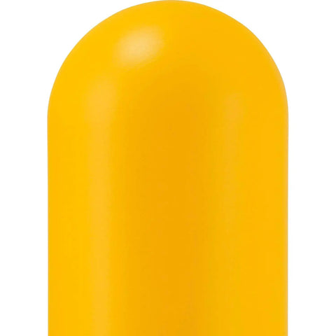Close-up of the dome top of the 60 Inch Round Bollard Post Sleeve With Dome Top Hdpe Guard, yellow durable plastic.