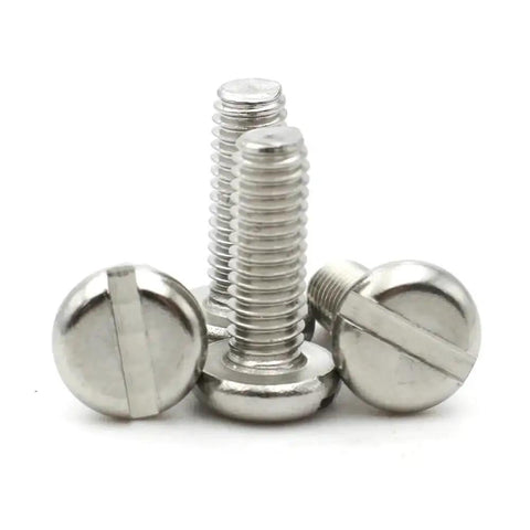Heavy Duty 304 Stainless Steel Slotted Round Head Cheese Screw Bolt Set M1.6 To M2 Sizes Four Millimeter Length close-up of screws