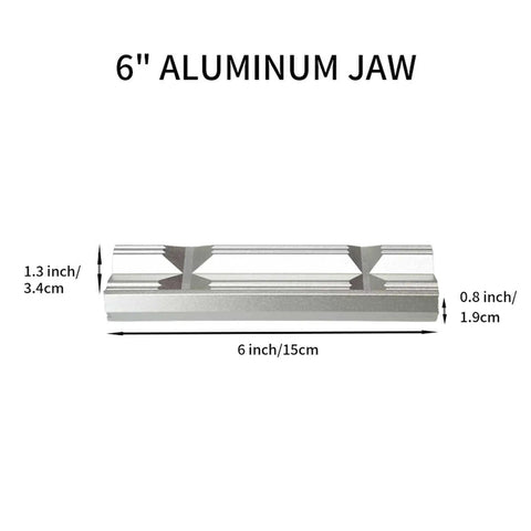 6 inch aluminum jaw dimensions for Magnetic Aluminum Vise Jaws Set With Soft Protectors, non-slip covers for 4 to 8 inch metal vises.