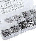 120Pcs 304 Stainless Steel E Clip Retaining Snap Ring Circlip Kit 1.5 To 10 Mm With Labeled Storage Box Built Tough For Outdoor Use And Humidity Resistance