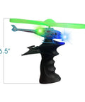 Light Up Flying Helicopters Set Of 2 With LED Lights And Handheld Launcher, showing single 6.5-inch helicopter with launcher