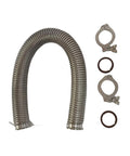 EASTVAC KF40 stainless steel vacuum bellows hose, 250mm+, front view, with two KF40 aluminum clamps and two center rings