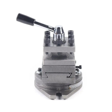 AT300 Quick Change Tool Post Assembly Universal Fit For Mini Lathes, front view showing heavy-duty metal construction.
