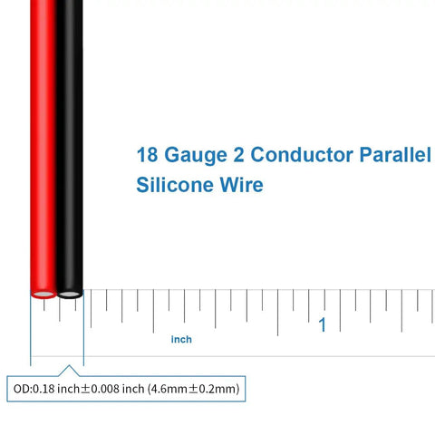 Ultra Flexible 18 AWG Red Black 2 Conductor Silicone Wire Spool Parallel Tinned Copper Core, 250 ft, 600V, 200 C Heat Resistant, Ideal for LED Strip Extensions and DIY Power Cables