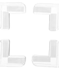 Set of 4 Transparent PVC Corner Protectors for Furniture and Desks, shown adhesive side up.