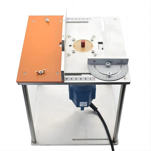 Precision Aluminum Router Table Insert Plate With Miter Gauge Guide Fence Sliding Brackets, 245mm aluminum, top view.