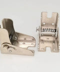 Heavy Duty 2 Pack 90 Degree Self Locking Folding Hinge Bracket Hidden Steel Foldable Support for Table Legs Bed Legs Workbenches and Extension Brackets Low Profile Nearly Invisible When Folded Go To Setup Up To 230 Lb. front view