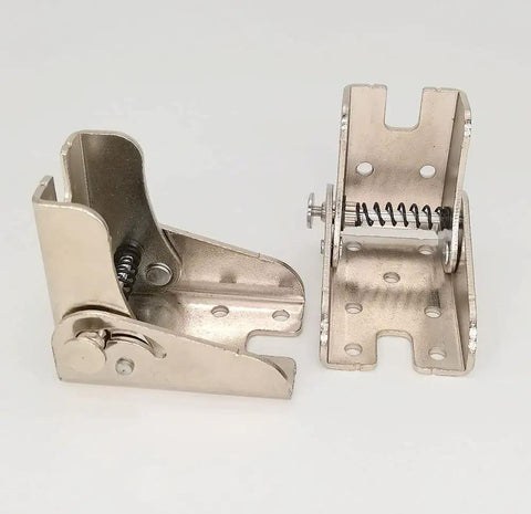 Heavy Duty 2 Pack 90 Degree Self Locking Folding Hinge Bracket Hidden Steel Foldable Support for Table Legs Bed Legs Workbenches and Extension Brackets Low Profile Nearly Invisible When Folded Go To Setup Up To 230 Lb. front view