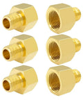 Brass Pipe Fittings Set 6 Pack 3/8 Inch NPT Male To 1/2 Inch NPT Female Reducer Connectors For Your Plumbing Jobs