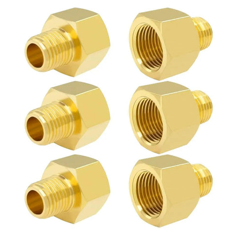 Brass Pipe Fittings Set 6 Pack 3/8 Inch NPT Male To 1/2 Inch NPT Female Reducer Connectors For Your Plumbing Jobs