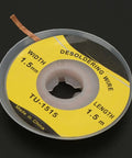Pro Grade Desoldering Wick 5mm Wide 1.5m Long Solder Braid coil with labeled spool for BGA removal and PCB repair