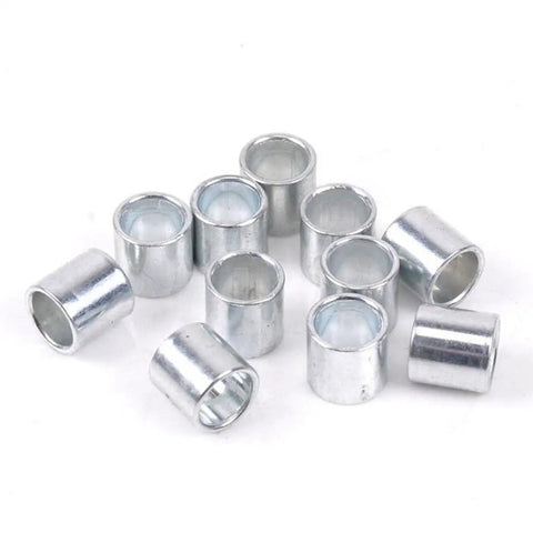 Close-up of 10mm aluminum spacers from 50 Piece Aluminum Skate Spacers Kit For Inline Skates Scooters Quad Rollers And Roller Derby.