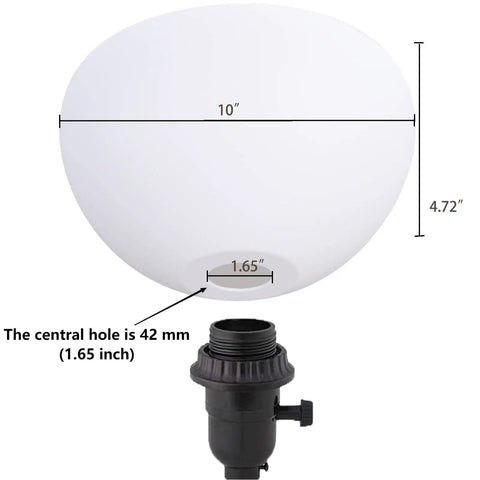 Two Pack 10 Inch Floor Lamp Shades Replacement Plastic Bowl White For Torchiere Lamps with 1.65 Inch Fitter and E26 Socket
