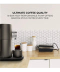Prime Smart Espresso Machine Pulling Killer Shots On The Fly With Bluetooth App Sync Rotating Dial High Pressure Pump And Zero Hassle Daily Cleaning In Sleek Anthracite Grey on kitchen counter.