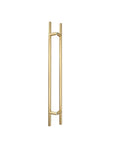 Offset Double Sided Door Pull Handle In Sweet Satin Gold Finish 900mm 36 Inch 304 Stainless Steel Round Bar Ladder Style Push Pull Door Lever For Commercial And Residential Doors, front view