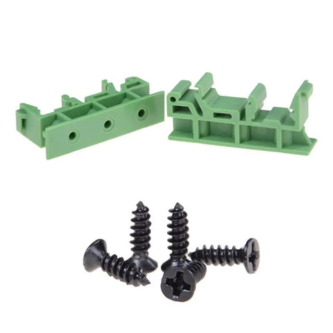 Green 20 Pack DIN Rail PCB Mount Bracket Clips for C45 Rail Fits 35mm and 15mm Wide Rails Easy Install and Detach Carrier Clips Panel Mount Ready System DIY Friendly with screws