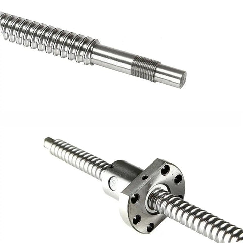 Dope 12mm SFU1204 Ballscrew And Ballnut Set showing smooth metal shaft with threads and ballnut for precision machinery upgrades.