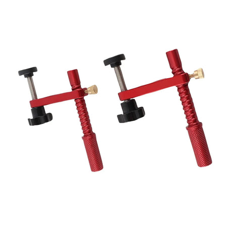 20mm Red Aluminum Bench Dog Clamp Set For Woodworking And MFT Workbench With Protective Pads All Metal Construction Knurled Rod For Strong Down Pressure