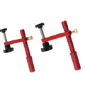 Rock Solid 20mm Aluminum Bench Dog Clamps With Soft Pads For Woodworking Workbench Hold Downs Secure 0.79 Inch Rod Into Standard Dog Holes 2 Pack Bundle, red clamps with knurled handles