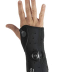 Left Hand Wrist Brace With Boa Closure System, Medium Size, adjustable strap, shown on model's hand for stability and comfort