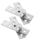 2 Pairs Stainless Steel Pivot Door Hinges 360 Degree Hidden Hardware for 20-40mm Door Thickness, silver finish, close-up view