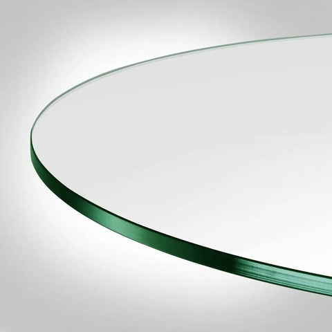 Close-up of Round Tempered Glass Table Top 18 Inch Thick Three Eighths Inch with Flat Polished Edge Built to Last Safe Glass Surface