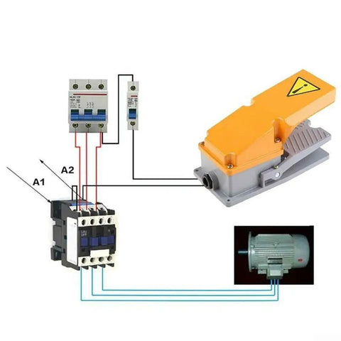 Rugged Heavy Duty Foot Switch Pedal With Guard, Cast Aluminum Build, SPDT Momentary Action, 15A 380V Industrial Controller diagram