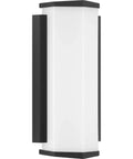 Outdoor Wall Sconce One Light LED With White Acrylic Shade And Textured Black Finish Slick Modern Small Exterior Light For Porch Or Patio Easy Install Energy Efficient Outdoor Lighting For Walkways And Entrances