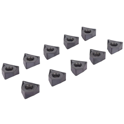 Ten black-coated square carbide indexable turning inserts with center hole for CNC lathe milling