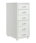 Heavy Duty Six Drawer Metal File Cabinet With Smooth Ball Bearings Slick White Rolling Filing Cabinet For Home Office vertical view