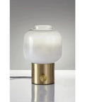Lewis Table Lamp With Antique Brass Finish And Glass Shade, 12 Inch Desk Lamp For Bedroom Or Living Room, Model 6027-21