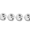 One Hundred Sets Mushroom Rivet Studs Featuring Ten Millimeter Round Heads In Glossy Silver Alloy, showing four shiny 10mm silver studs.