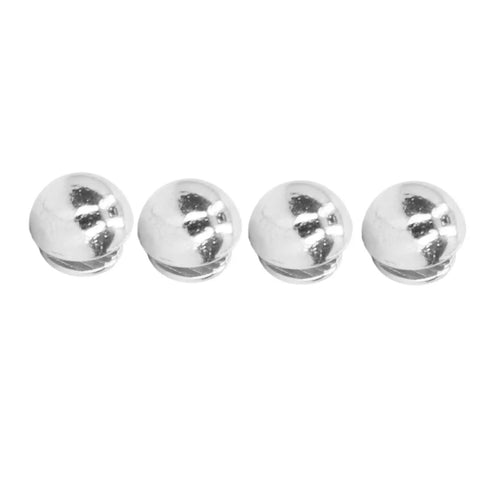 One Hundred Sets Mushroom Rivet Studs Featuring Ten Millimeter Round Heads In Glossy Silver Alloy, showing four shiny 10mm silver studs.