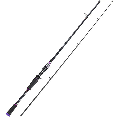 Two Piece Carbon And Glass Fiber Composite Fishing Rod For Bass Trout And Crappie Spinning And Casting Travel Ready Six Foot Purple